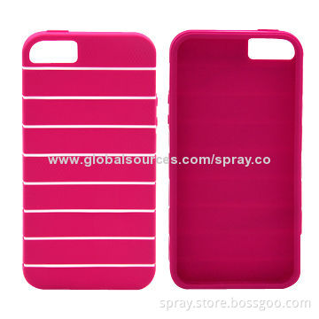 Dual-injection Protective Case Covers/Red TPU Skins for iPhone 5/5S with White PC Lines
